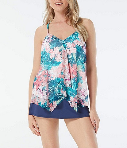 Beach House Island Floral Kerry Tankini Swim Top & Solid Emma Swim Skort Bottom