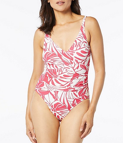 Beach House Lola Printed Soft Pique V-Neck Tummy Control One Piece Swimsuit