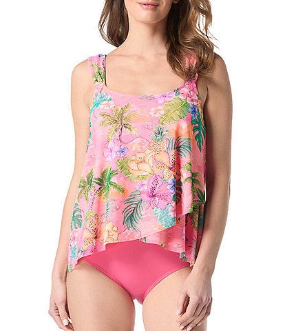 Beach House Mai Tai Magic Amelia Mesh Scoop Neck Underwire Tankini Swim Top & Chloe High Waisted Solid Bikini Swim Bottom