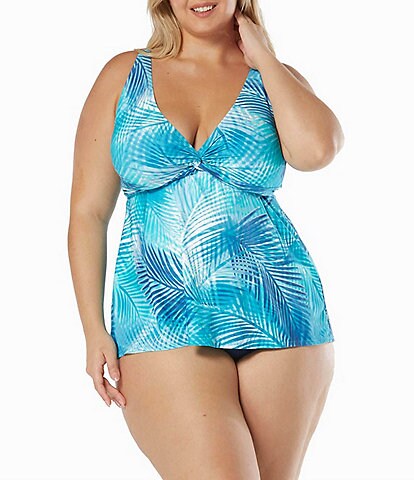 Beach House Plus Size Shadow Fern Willow Tankini Swim Top & Paloma Beach Chloe High Waisted Bikini Swim Bottom