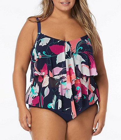 Beach House Portia Mesh Layer Avalon Floral Print Tankini Swim Top & Paloma Beach High Waisted Chloe Bikini Swim Bottom