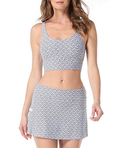 Beach House Samoan Floral Empower Scoop Neck Crop Swim Top & Emma Wide Waist Swim Skort