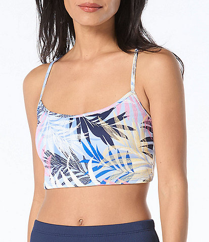 Beach House Sport Revive Palm Print Scoop Neck Crop Swim Top