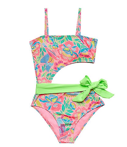 Beach Lingo Big Girls 7-16 Floral-Printed Textured Monokini