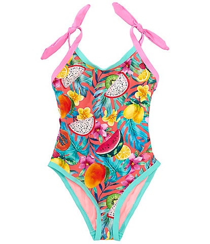 Beach Lingo Big Girls 7-16 Fun Fruit Print Texture One-Piece Swimsuit