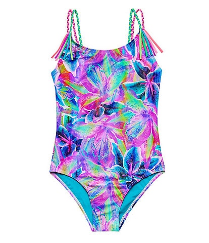 Beach Lingo Big Girls 7-16 Neon Tropical Printed One-Piece Swimsuit