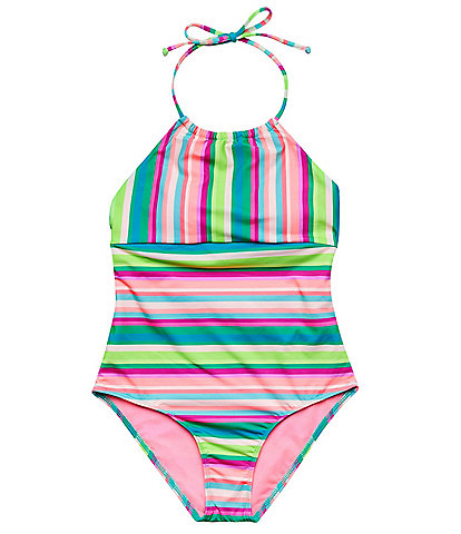 Beach Lingo Big Girls 7-16 Vertical/Horizontal-Stripe One-Piece Swimsuit