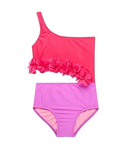 Beach Lingo Little Girls 2T-7 One-Shoulder Cutout Rosette Trim One Piece Swimsuit