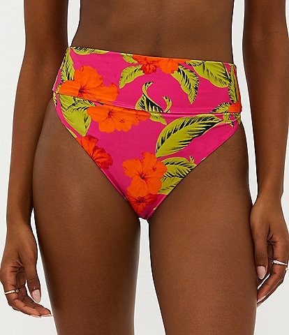 Beach Riot Highway Floral Print High Waisted Cheeky Swim Bottom