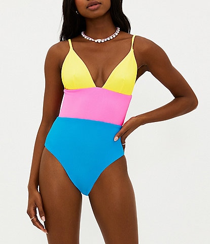 Beach Riot Ribbed Color Block Wren One Piece Swimsuit