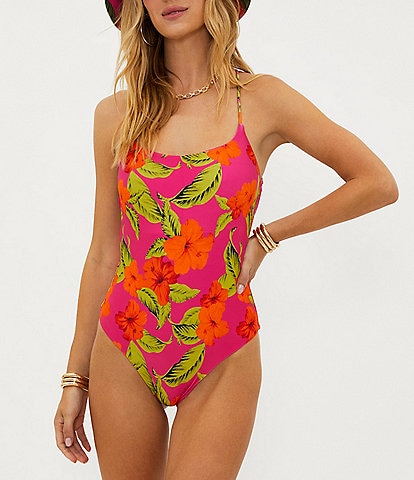 Beach Riot Stevie Floral Open Back Scoop Neck One Piece Swimsuit