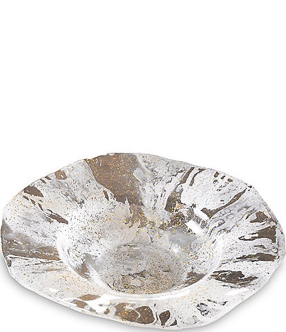 Beatriz Ball Glass Decorative Multi-Purpose Bowl- White and Gold