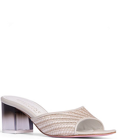 BEAUTIISOLES Dulcia Leather and Canvas Ombre Heel Dress Slides