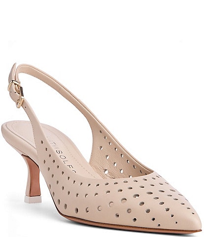 BEAUTIISOLES Flynn Perforated Leather Sling Pumps