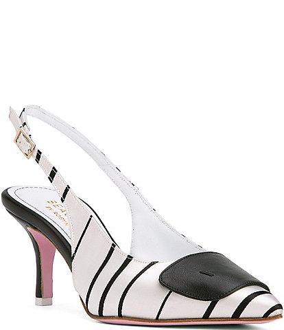 BEAUTIISOLES Holly Satin Striped Slingback Pumps