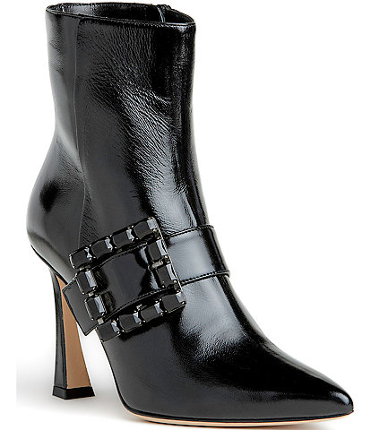 Beautiisoles Tammi Patent Leather Buckle Booties