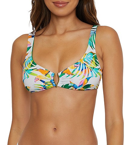 Becca by Rebecca Virtue Isla Verde Stephanie Palm Frond Scoop Neck Bralette Swim Top