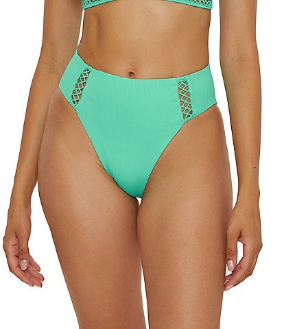 Becca By Rebecca Virtue Modern Edge Fine Ribbed Texture High Waist Swim Bottom