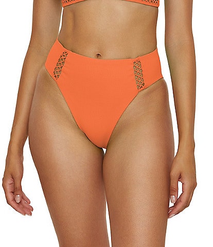 Becca By Rebecca Virtue Modern Edge Fine Ribbed Texture High Waist Swim Bottom