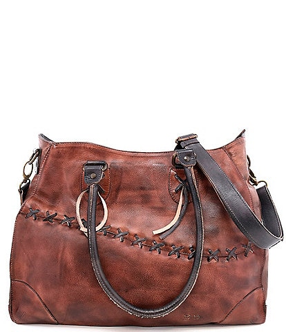 Bed Stu Bruna Stitch Tanned Rustic Leather Satchel Bag