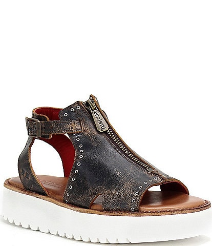 Bed Stu Clancy Leather Front Zip Platform Sandals