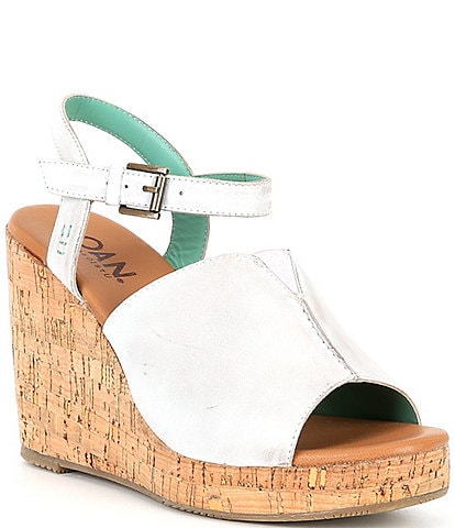 Roan Deduction Leather Ankle Strap Wedge Sandals