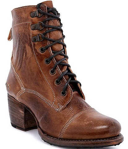 Bed Stu Judgement Leather Block Heel Combat Booties
