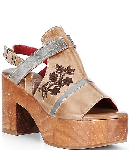 Bed Stu Melodramatic Leather Slingback Block Heel Platform Sandals