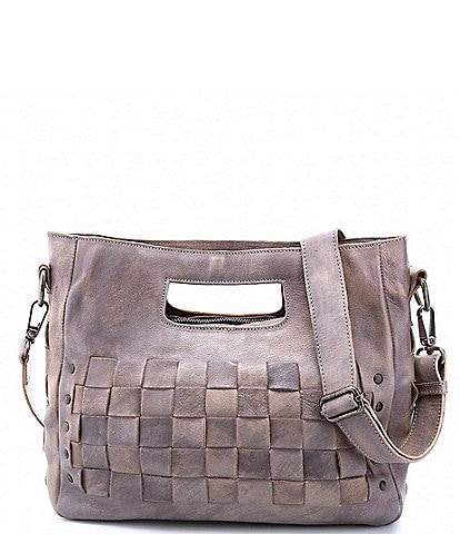 Bed Stu Orchid Studded Woven Leather Satchel Bag