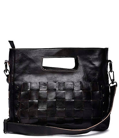 Bed Stu Orchid Studded Woven Leather Satchel Bag