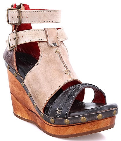 Bed Stu Princess Studded Leather Platform Wedge Pumps