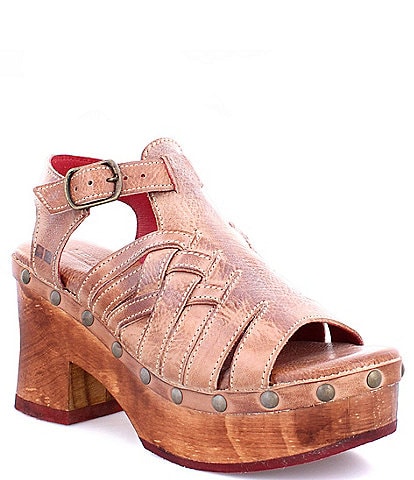 Bed Stu Rhonda Leather Platform Clog Sandals