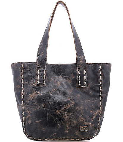 Bed Stu Stevie Black Leather Pick Stitch Tote Bag