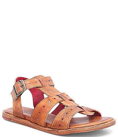 Bed Stu Sue Leather Flat Buckled Sandals