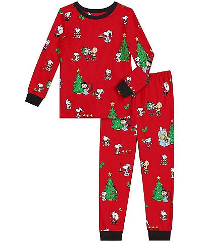 BedHead Kids Long Sleeve Peanuts Merry Beagle Bright Pajama Top & Pajama Pants Set