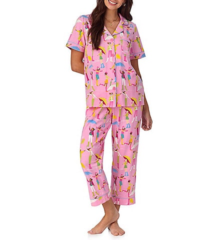 BedHead Organic Cotton Spring Showers Short Sleeve Notch Collar Cropped Pajama Set