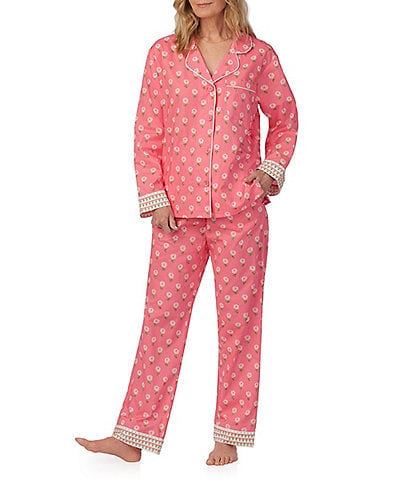 BedHead Pajamas Floral Print Long Sleeve Notch Collar Knit Pant Pajama Set