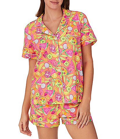 BedHead Pajamas Family Matching Fruit Punch Print Jersey Knit Short Sleeve Notch Collar Shorty Pajama Set