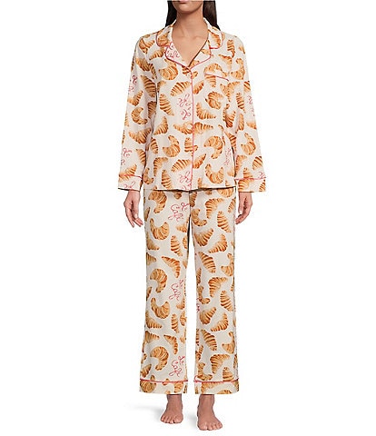 BedHead Pajamas Palm Print Short Sleeve Jersey Knit Cropped Pajama
