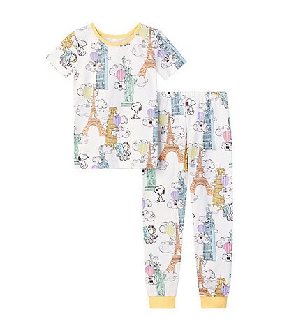 BedHead Pajamas Little/Big Kids 2T-12 Short Sleeve Bon Voyage Snoopy Stretch Jersey Pajama Set