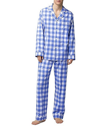 BedHead Pajamas Long Sleeve Buffalo Plaid Classic Woven Cotton Poplin 2-Piece Pajama Set