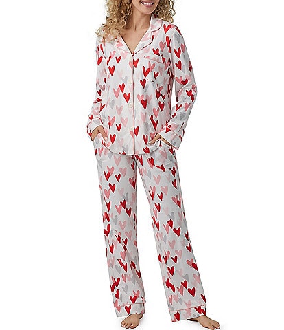 BedHead Pajamas Love Is All You Need Heart Print Long Sleeve Long Jersey Knit Pajama Set