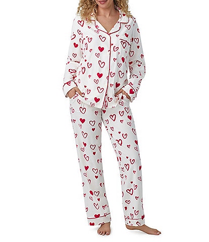 BedHead Pajamas Love Is In The Air Heart Print Long Sleeve Long Jersey Knit Pajama Set