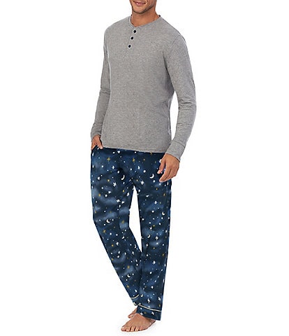 BedHead Pajamas Men's Long Sleeve Henley Stretch Jersey PJ Set