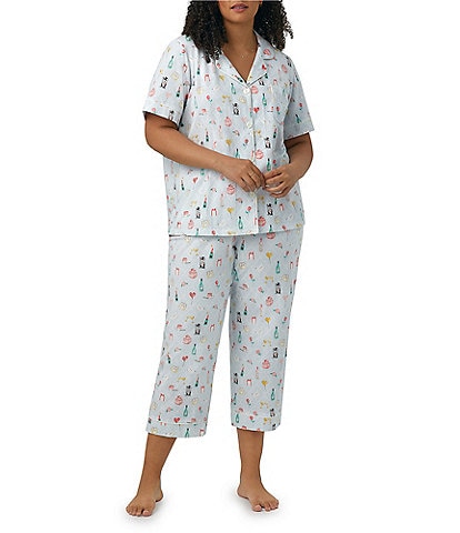 BedHead Pajamas Plus Size Knit Wedding Party Print Cropped Pajama Set