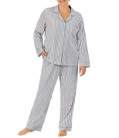 BedHead Pajamas Plus Size Family Matching Stripe Print Long Sleeve Cotton Knit Pajama Set