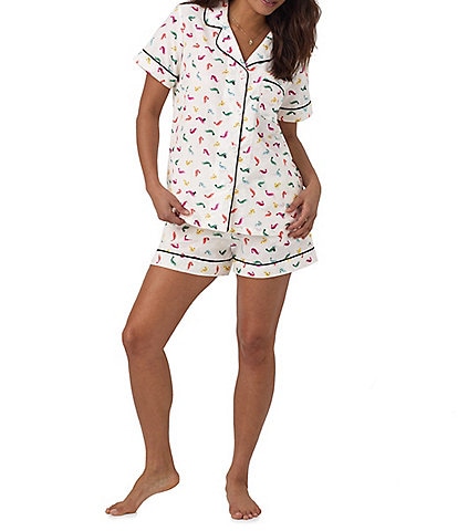 BedHead Pajamas Printed Short Sleeve Notch Collar Shorty Pajama Set