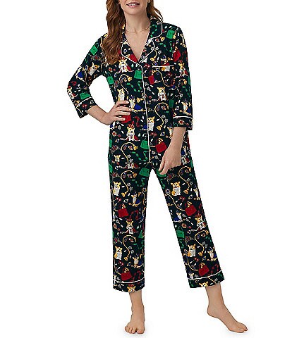 BedHead Pajamas Royal Corgi Jersey Knit Notch Collar Long Sleeve Pajama Set