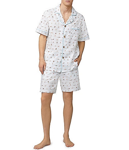 BedHead Pajamas Short Sleeve Classic Woven Surfs Up Print 2-Piece Pajama Set