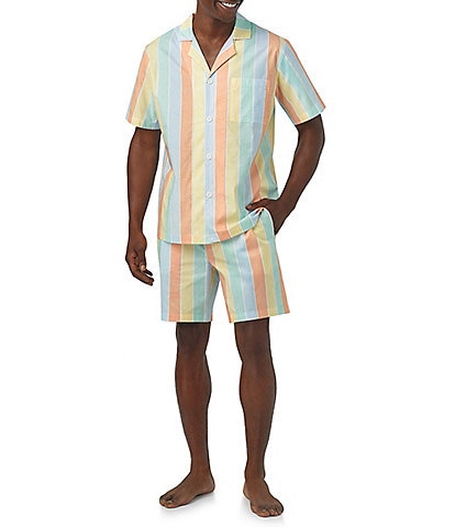 BedHead Pajamas Short Sleeve Sunset Stripe Top & Shorts 2-Piece Pajama Set
